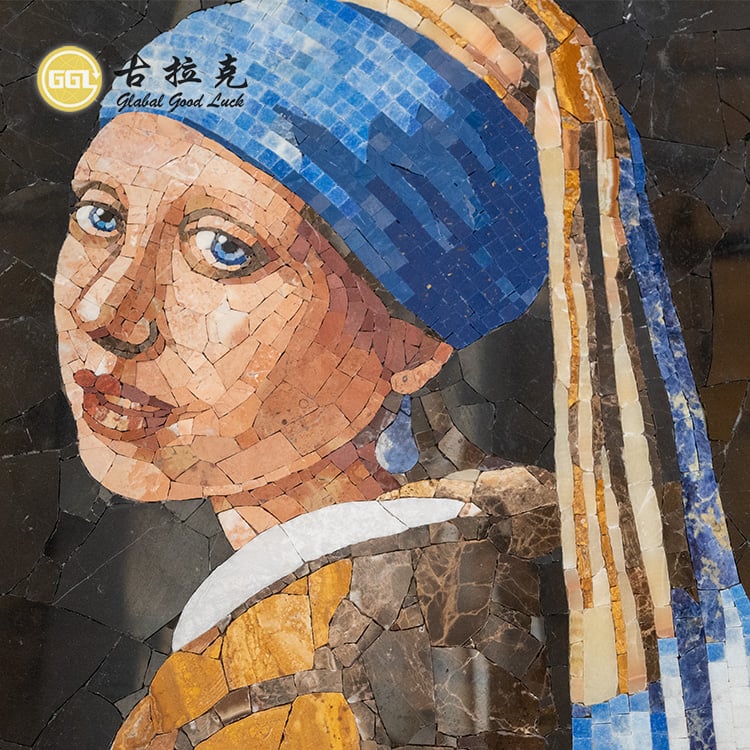Duvar Sanatı Mozaik Doğal Taş Özelleştirilmiş Kırık Gözlü Kadın Deseni