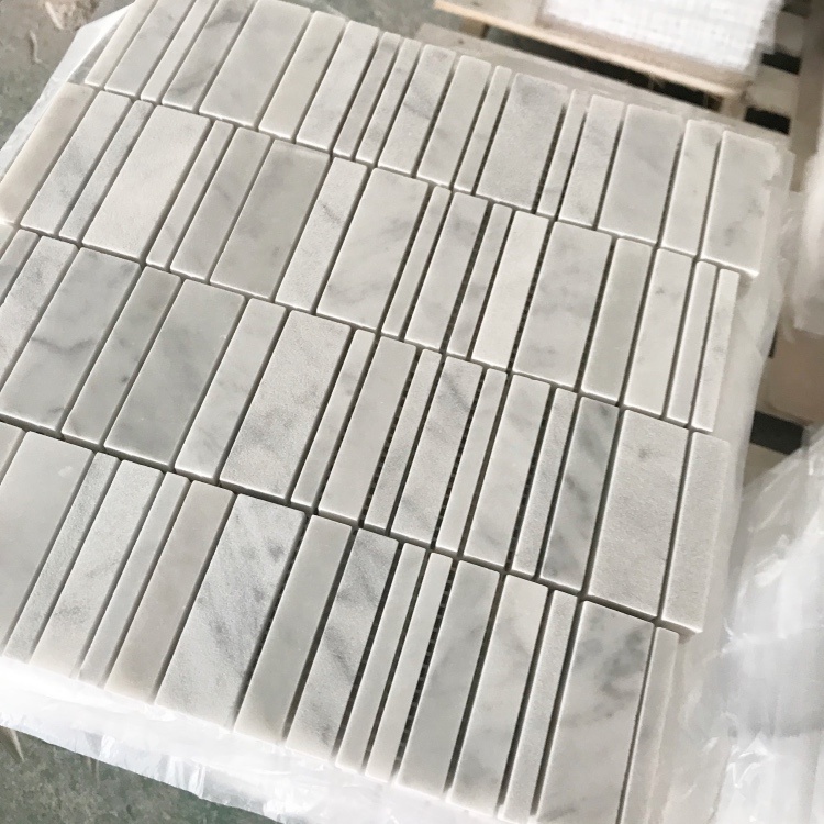 Carrara Wit Marmer Willekeurige Streep Mosaïek Huis Muur Flooring Tile