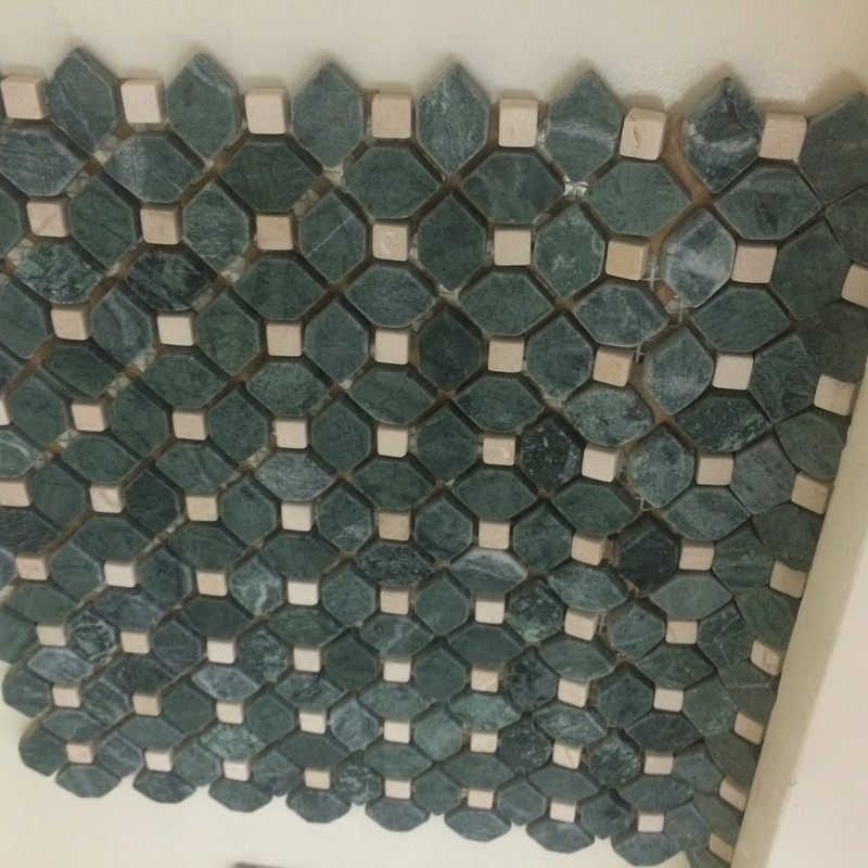 کاشی موزاییک مرمر سبز طبیعی برای تزئین دیوار یا زمین