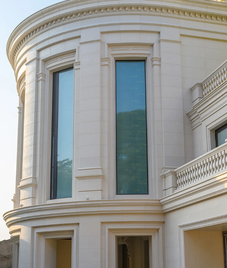 Portugal Beige Limestone Villa Wall Cladding | Custom Natural Limestone Exterior Design