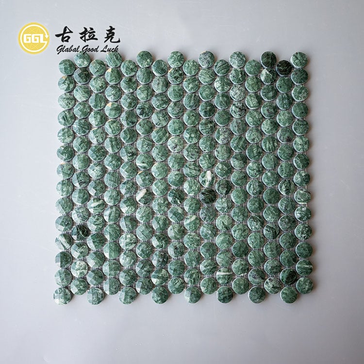 Verde Affai Marmor 13 Ansigt Design Rund Form Marmor Mosaik Fliser