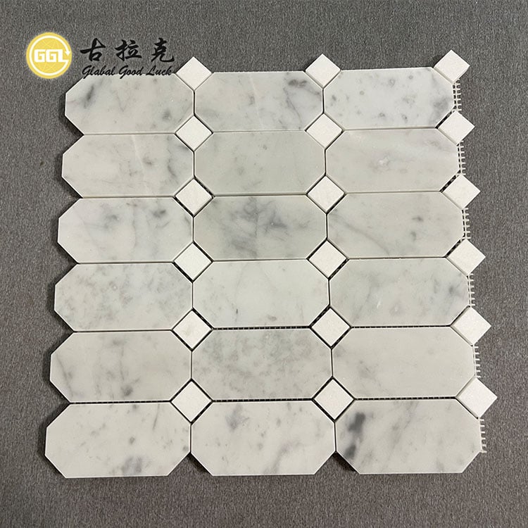 Carrara Weiß Achteck Form Marmor Mosaik Fliesen