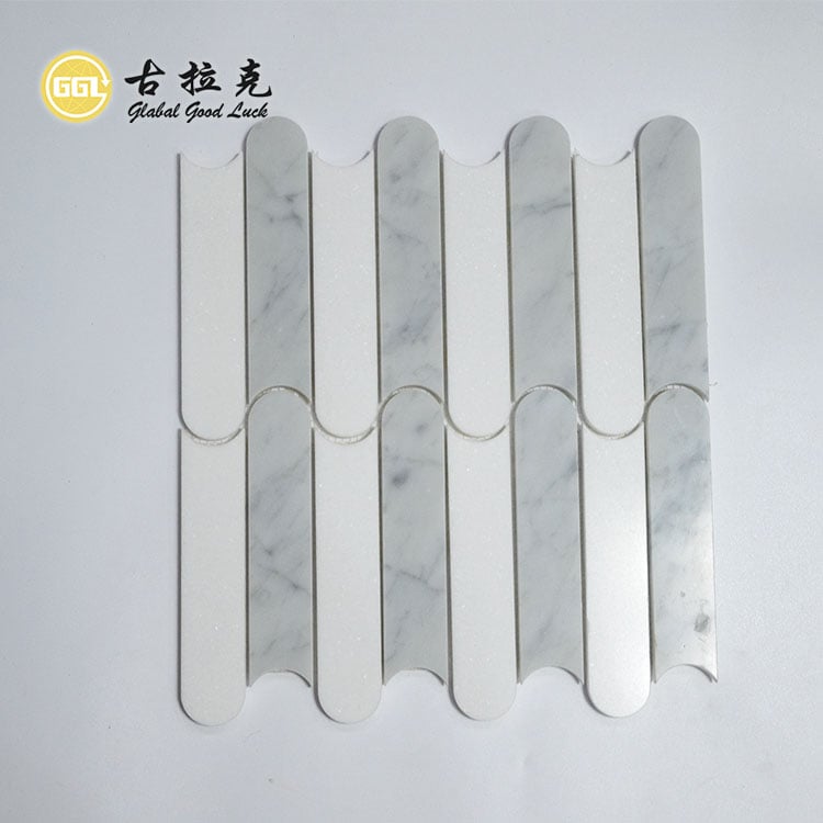 Wave Design Marble Waterjet Mosaic Tile Floor Wall Decoration