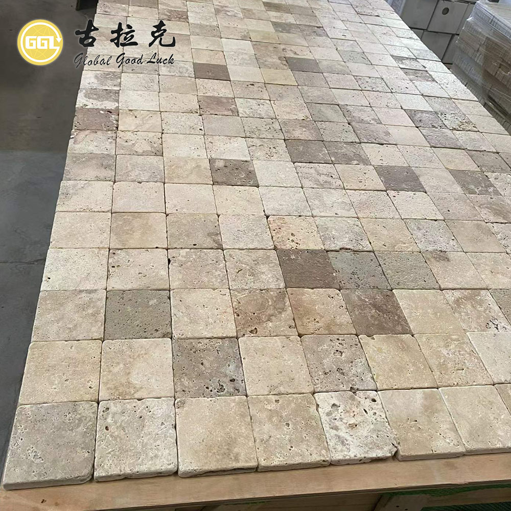 10x10cm Gray Travertine Tiles – Natural Stone Square Floor & Wall Tiles