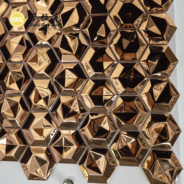 Sechseck Metallmosaik 3D Mosaik Wandfliesen Edelstahl Wanddekor