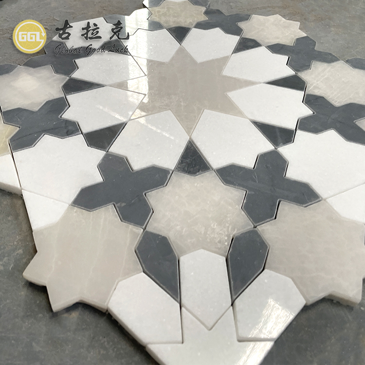 Verskeie Vorms Kleure Mosaïek Waterjet Marmer vir Tuis Muur Vloer Versiering