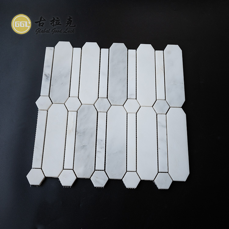 GGL Fournit des carreaux de mosaïque en marbre blanc pour les murs de cuisine et de salle de bain Carreaux de mosaïque en pierre naturelle flûtée