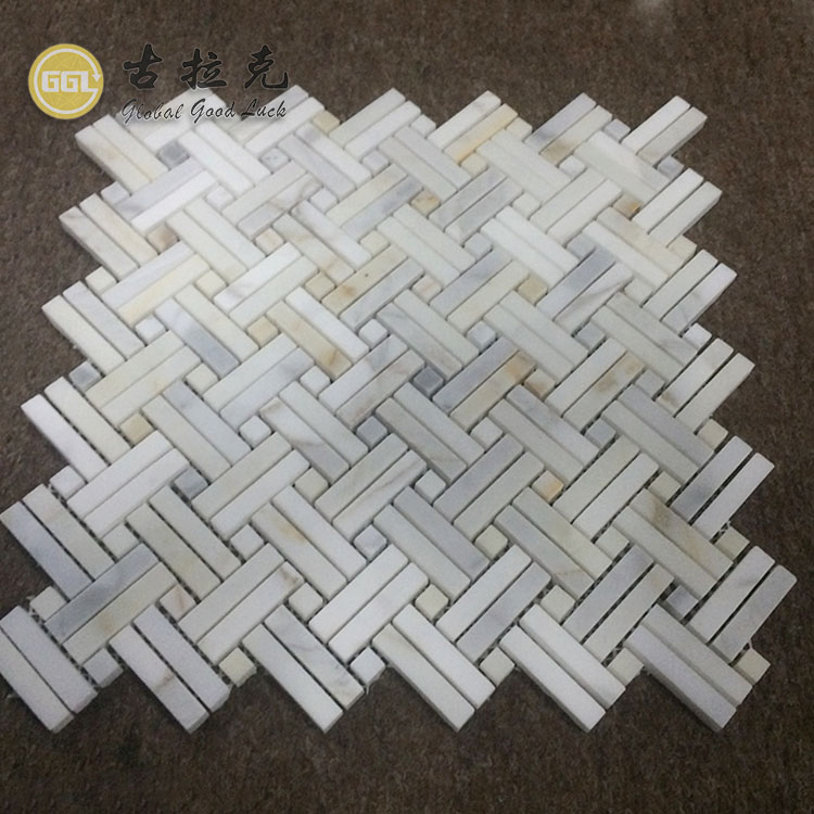 Calacatta Gold Marmor Korbgeflecht Marmor Mosaikfliese