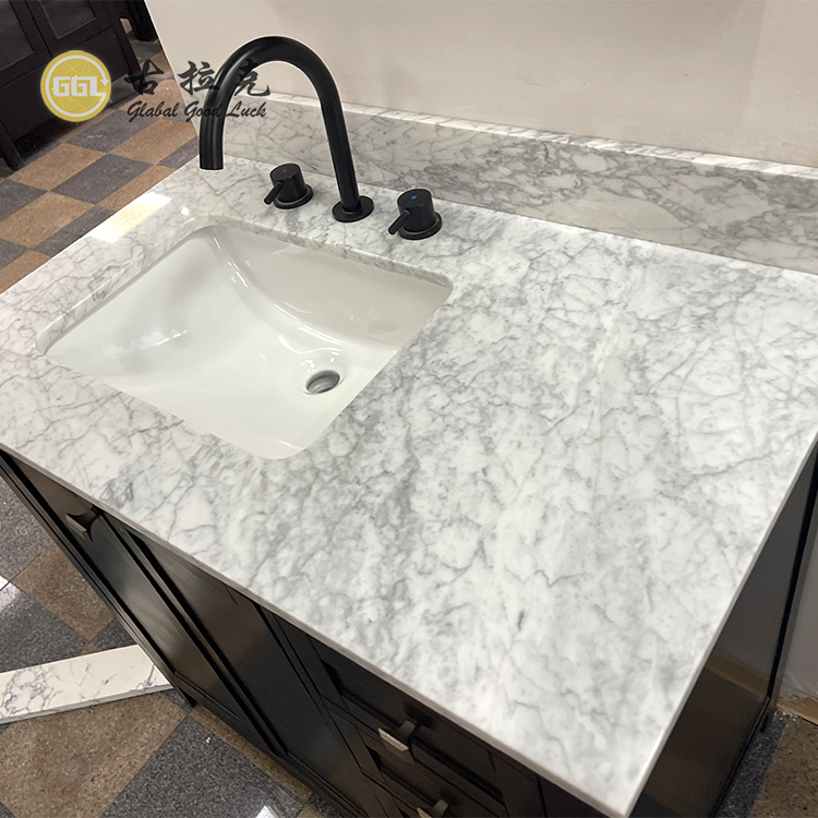 Gepoleerde tekstuur Marmer Vanity Countertop Tafelblad Vir Kombuis Badkamer