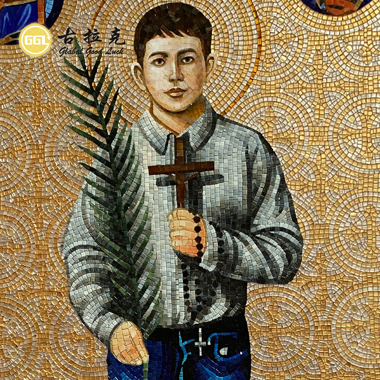 Custom Portrait Glass Mosaic Mural – Handcrafted Human Figure Mosaic Wall Art for Luxury Interiors