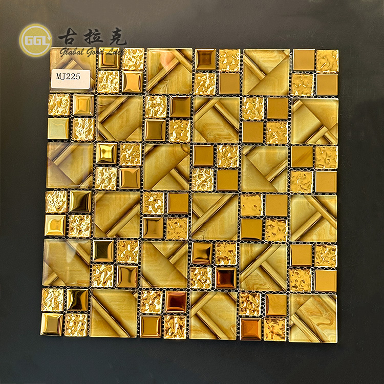 Luukseontwerp Glas Mozaïek Tegel 300*300mm Goud Spieël Oppervlak Mozaïek Tegel
