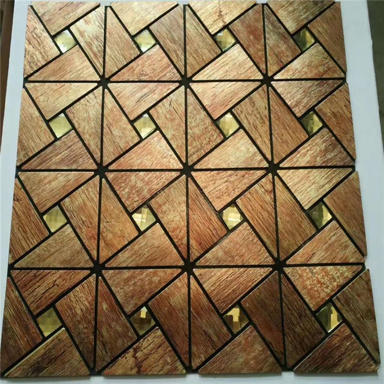 Azulejo de mosaico de metal inoxidable con incrustación de vidrio para salpicadero de fondo de TV