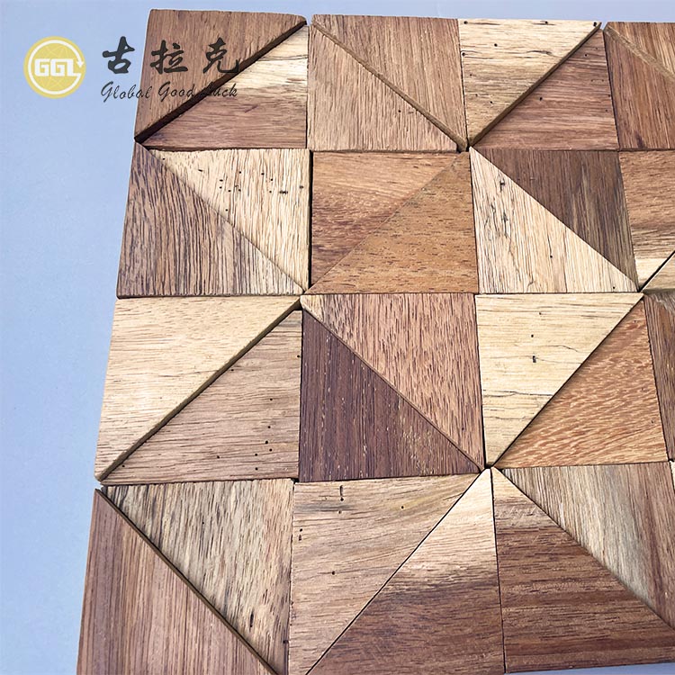 Jubin Mozaik Kayu Persegi Reka Bentuk Parquet Rustic Jubin Dinding Dalaman