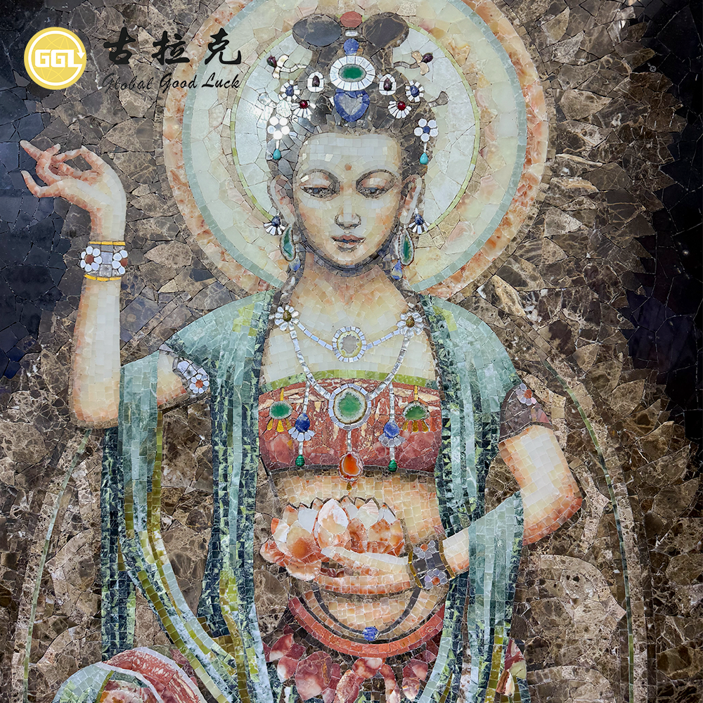 Ručně vyráběné umění z přírodního kamene | Buddhistická obrazová stěna