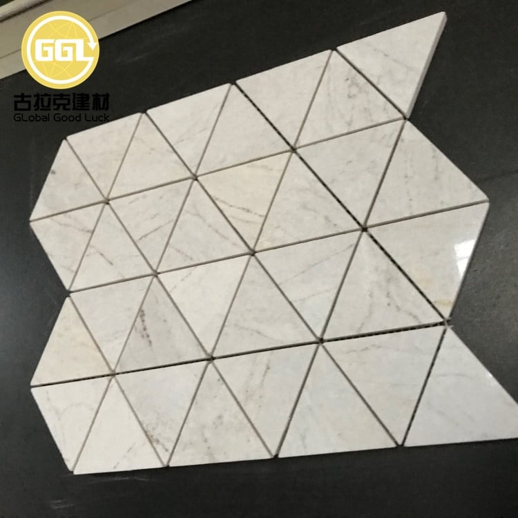 High Quality Natural Stone White Cream Triangle Marble Mosaic Ceramic Mosaic For Interior Wall Decoration No reviews yet