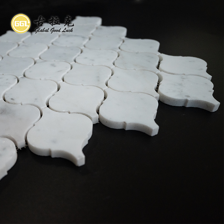 Carrelage Mosaïque en Marbre Blanc Carrara en Forme de Lanterne Adapté pour Décor de Villa
