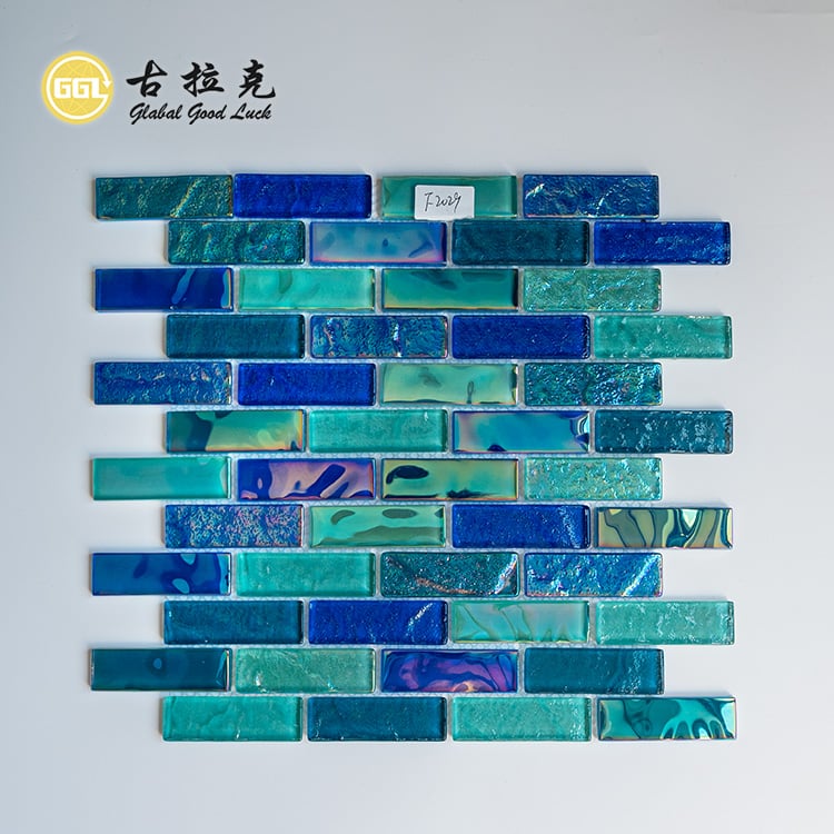 Blau-Grün Glas Mosaik Pool Mosaik Fliesen Innenwandfliesen