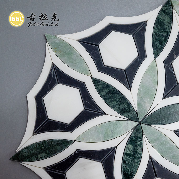 Nuovo Design Fiore Pattern Marmo Mosaico Piastrella Per Decorazione Parete Pavimento