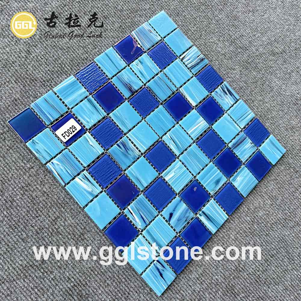 Cobalt Blue Iridescent Glass Mosaic Pool Tile | GGL