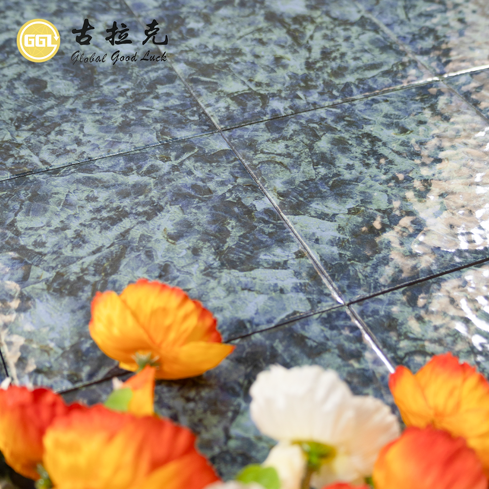 Blue Green Stone Look Square Ceramic Tiles for Pool & Interior Projects