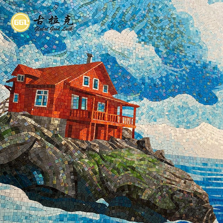 Padrão Sob Encomenda Feito à Mão Vidro Arte Mural Mosaico Ladrilho Decoração Interna