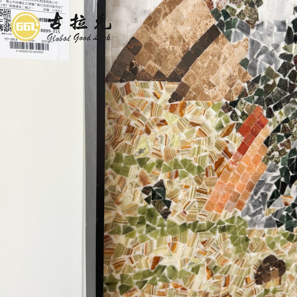 Handmade Natural Marble Mosaic Mural Landscape Painting for Luxury Interior Wall Decoration