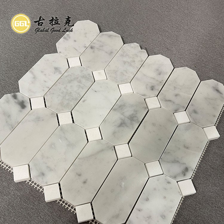 Carrara Weiß Achteck Form Marmor Mosaik Fliesen