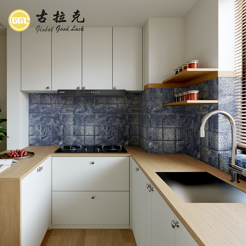 Wholesale Blue Marble Look Ceramic Pool Tiles for Swimming Pools Interior Walls & Floors