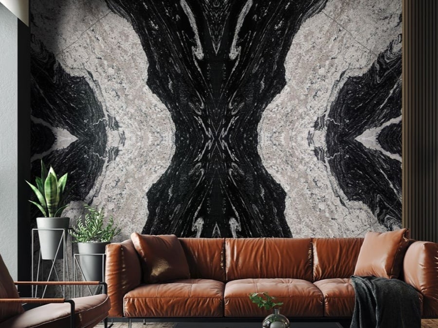 Bookmatched marble wall cladding for luxury interior design