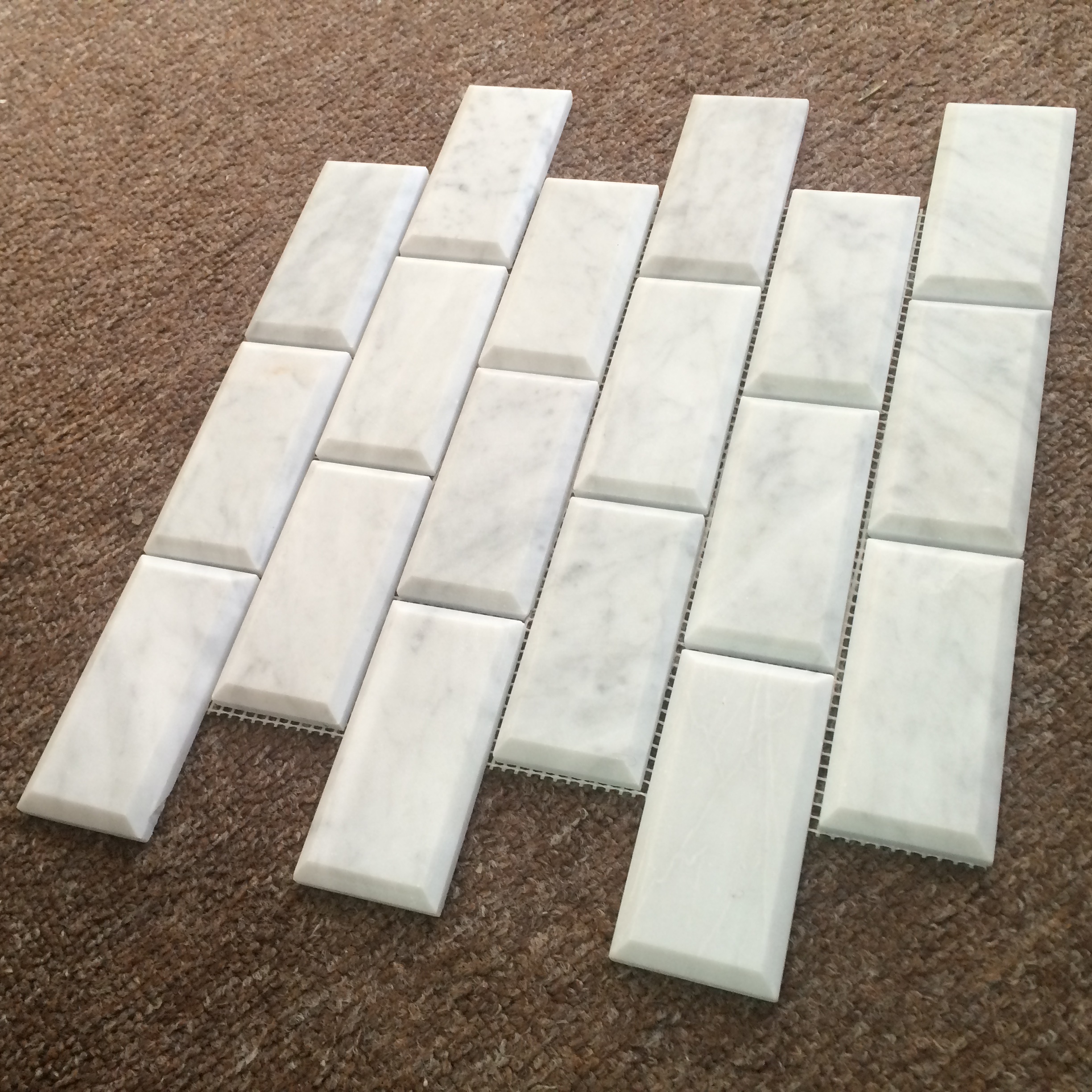 4x2'' Mable Carrara Branco Polido Faixa de Tijolo Mosaico de Mármore para Azulejos de Parede e Piso