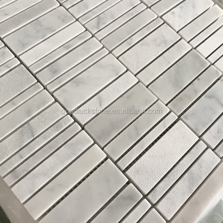 Carrara Wit Marmer Willekeurige Streep Mosaïek Huis Muur Flooring Tile
