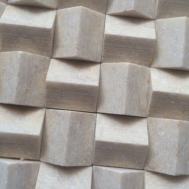 Mosaico in marmo Crema Marfil a intreccio per piastrelle da parete
