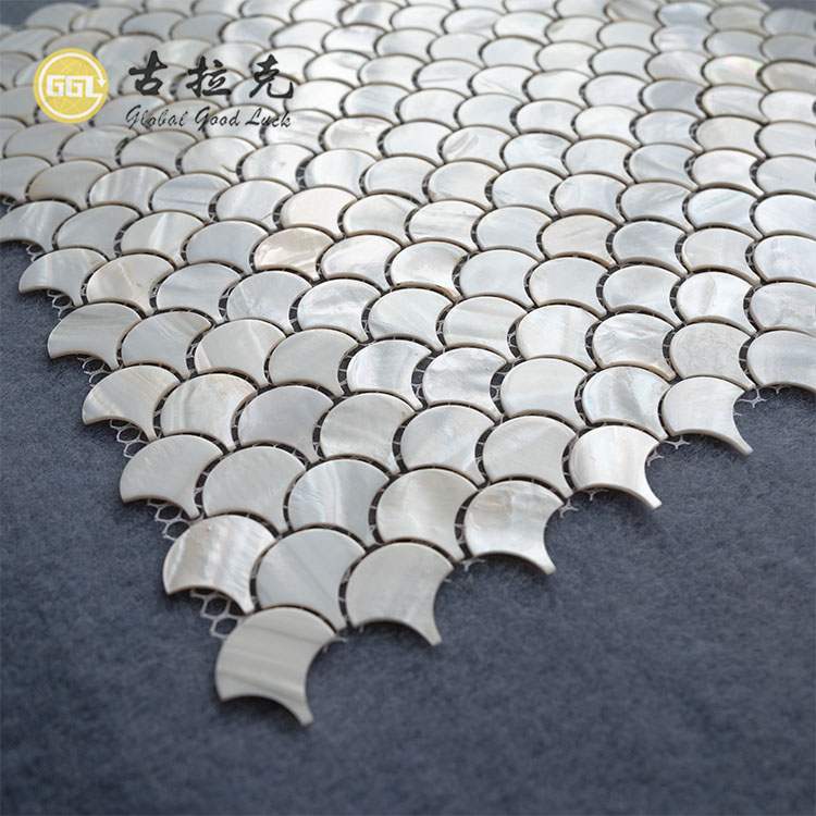 Waaier Vorm Wit Mother Of Pearl Skulp Mozaïekteël Backsplash Muur Badkamer Teëls