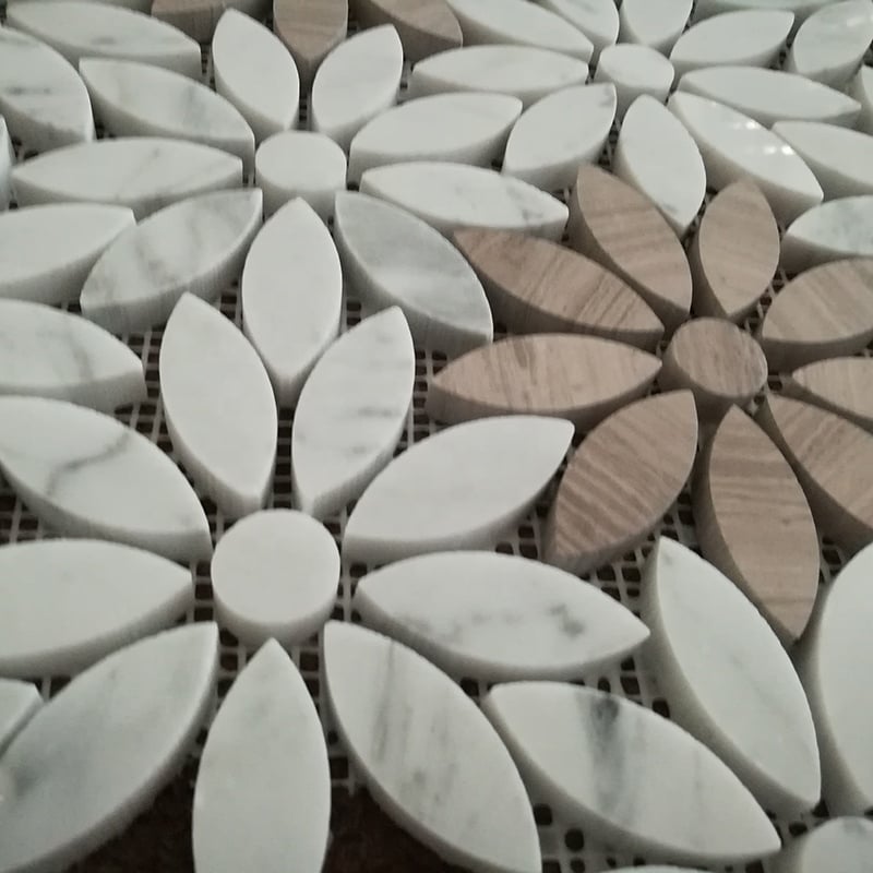 Marmor Blomst Form Mosaik Fliser Parket Vandstråle Marmor Mosaik