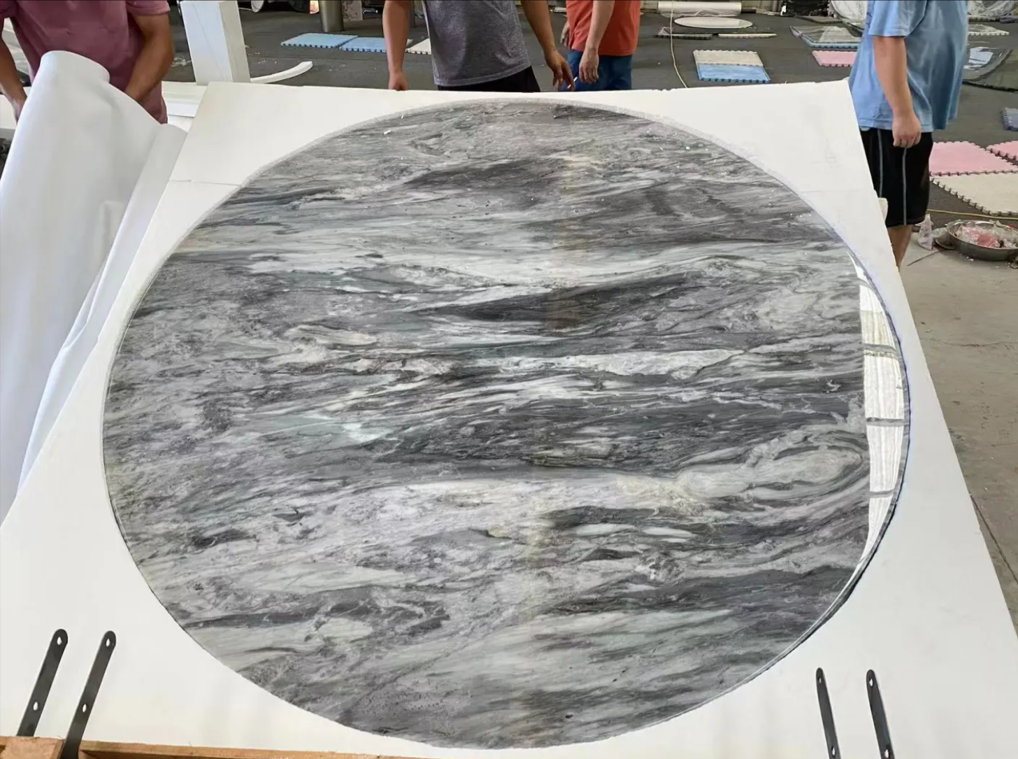 Florence Grey Marble custom round tabletop fabrication