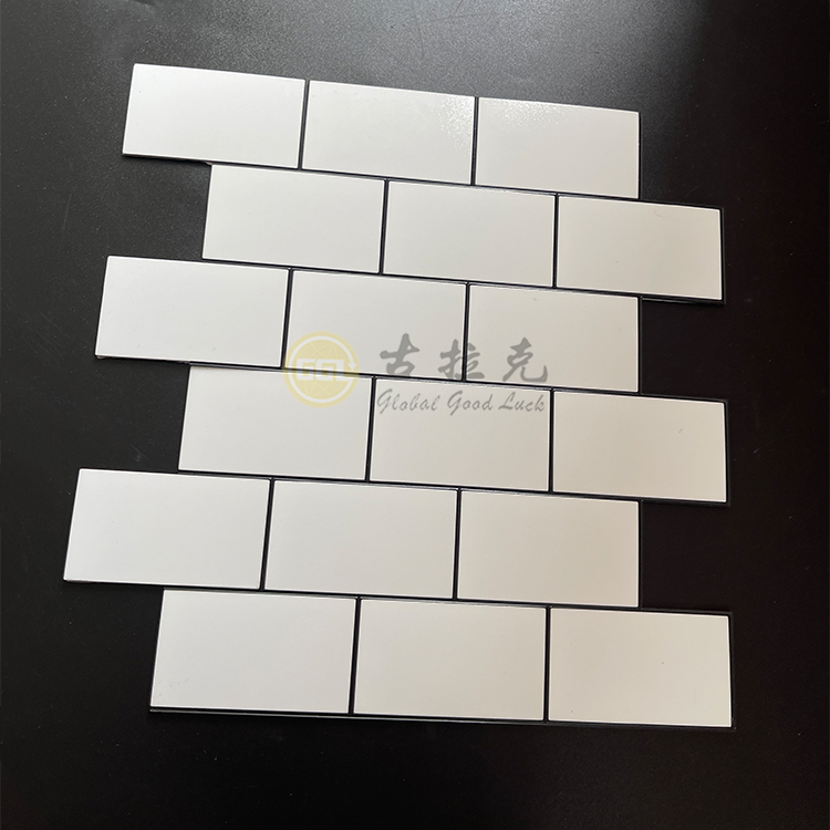 White Brick Shape Self-Adhesive Mosaic Tile – Minimalist Wall Decoration for Kitchen, Restaurant and Hotel Interiors