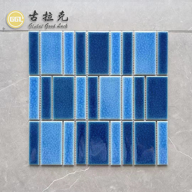 Blue Mixed-Size Ceramic Mosaic Tile for Modern Interior Walls