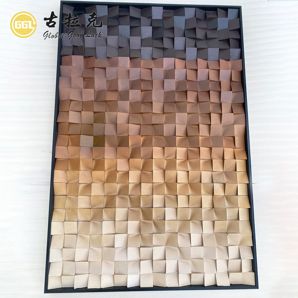 Custom Wood Mosaic Art Mural Handmade Wooden Wall Panel for Luxury Interior Decoration