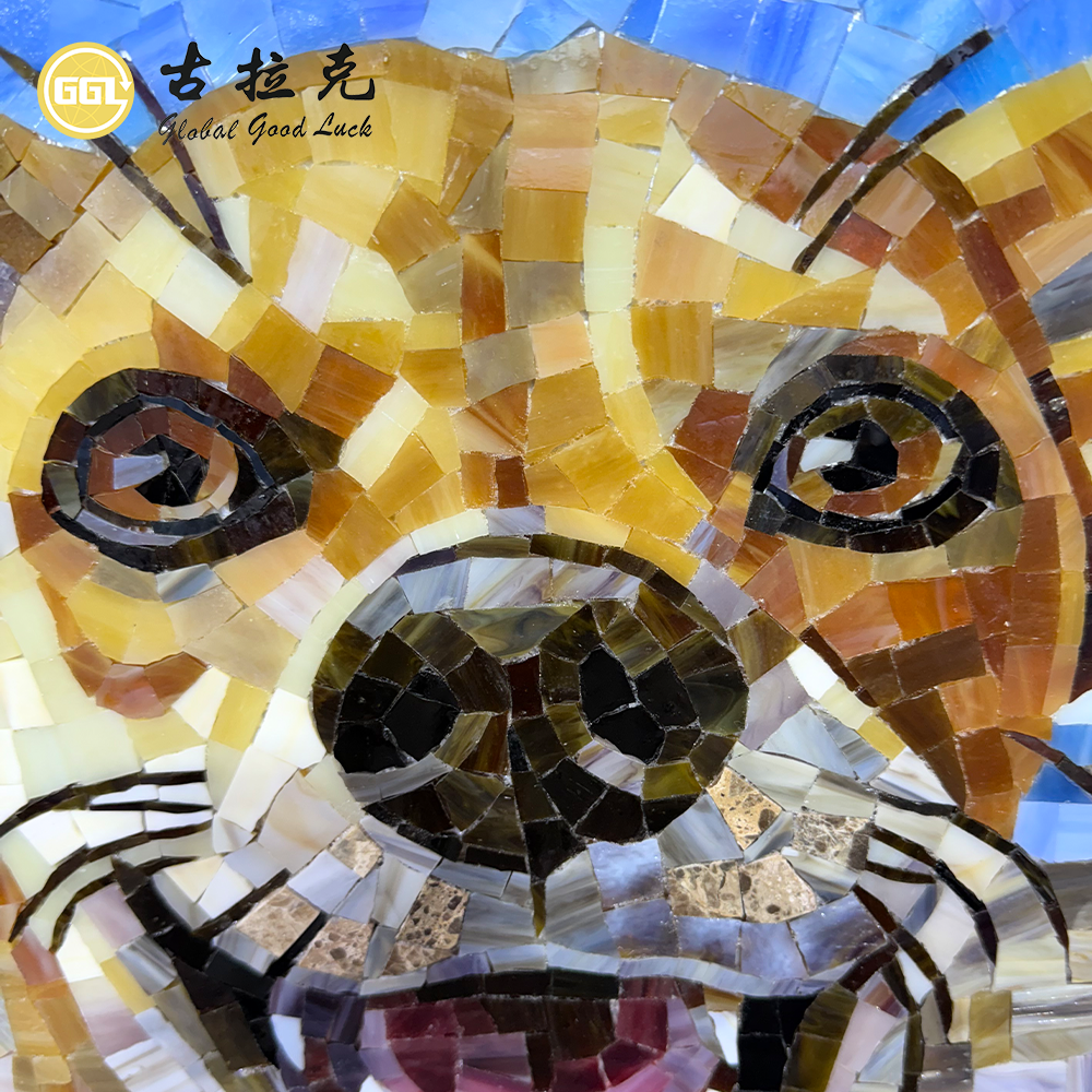 Custom Dog Glass Mosaic Mural – Personalized Animal Mosaic Wall Art for Luxury Interiors