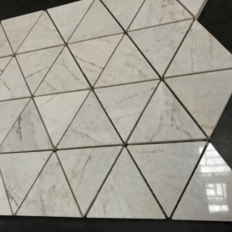 High Quality Natural Stone White Cream Triangle Marble Mosaic Ceramic Mosaic For Interior Wall Decoration No reviews yet