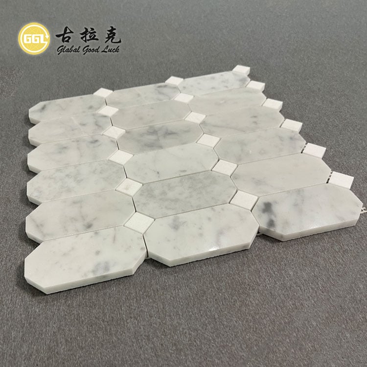 Carrara Weiß Achteck Form Marmor Mosaik Fliesen