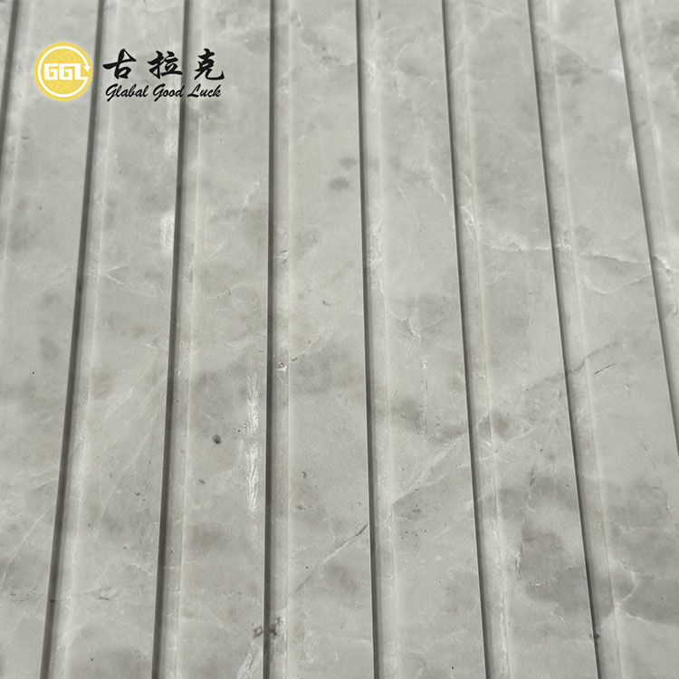 Ħajk Skuri tal-Baġn tal-Baħar min Marblu Abjvu Tile Miegħed Fluted Tile