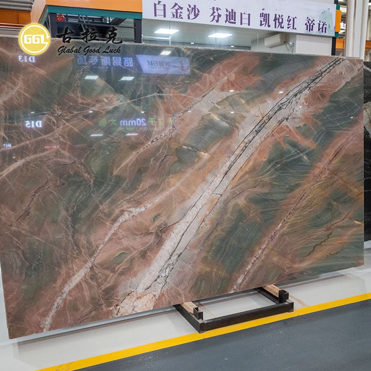 Duhuang Marmortafel Rot-Grunder Mischung für Arbeitsplatten, Wandpaneele und Dekor