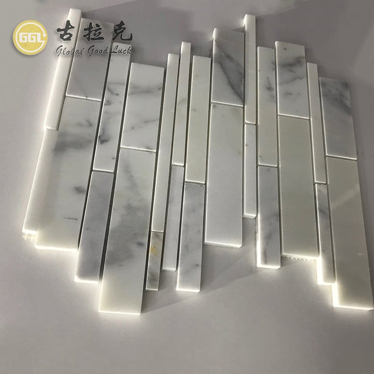 Modern Mable Calacatta Gold Random Strip Marble Mosaic Tile