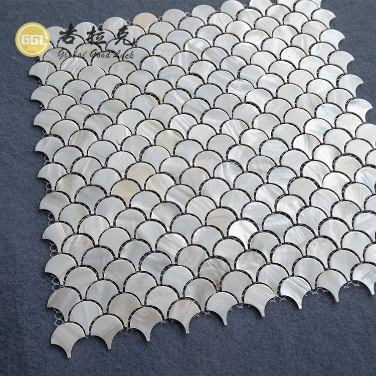 Waaier Vorm Wit Mother Of Pearl Skulp Mozaïekteël Backsplash Muur Badkamer Teëls
