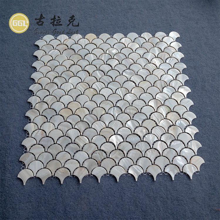Waaier Vorm Wit Mother Of Pearl Skulp Mozaïekteël Backsplash Muur Badkamer Teëls