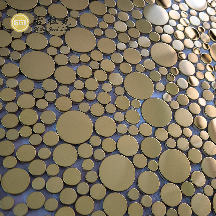 Metallmosaik Golden Aluminium Bubble Rundes Mosaik für Innenwand
