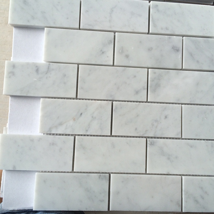 Carrara White 2x4 Inch Brick Marble Mosaic Tiles High Quality Genre Mosaics factory