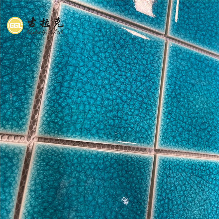 Turquoise Crackle Glazed Ceramic Mosaic Tile for Decorative Walls and Modern Interiors