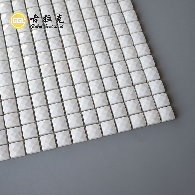 3D-designad glansande Ariston vit marmor-mosaikplatta